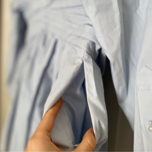 Alexander Wang Cotton Poplin Gathered Shirt Dress Light Blue US 6 - Picture 11 of 11